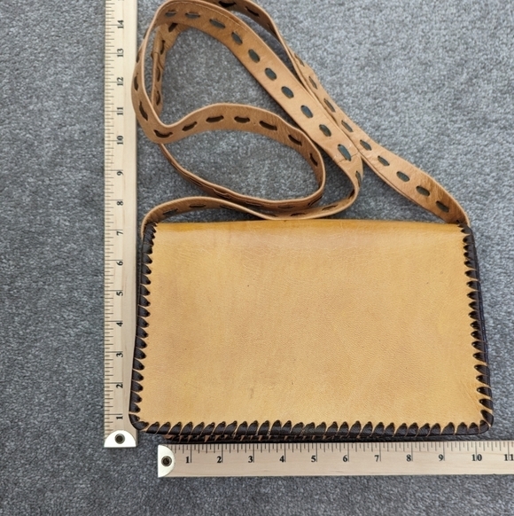 VINTAGE genuine retro leather bag embossed leather purse handbag - Picture 10 of 11